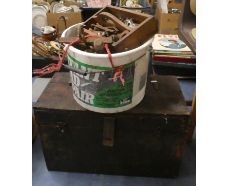 A Vintage Ammunition Box Containing Power Tools and a Collection of Hand Tools 
