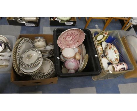 Three Boxes Containing Edwardian Dinnerwares, Spode Archive Collection, Botanical Bowl, Teawares and Dinnerwares Etc 