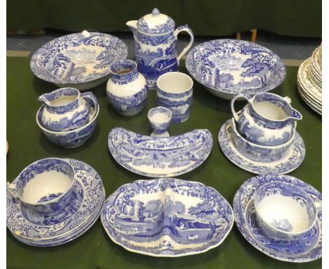 A Large Collection of Copeland Spode Italian Blue and White Bowls, Jugs etc 