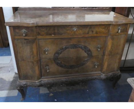 A Mid 20th Century Continental Walnut Commode Chest with Three Top Drawers and Two Large Base Drawers and Raised Gallery, 134