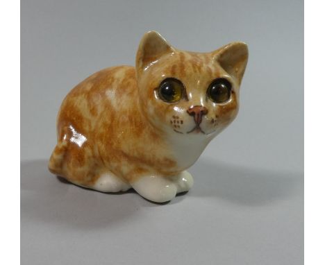 A Winstanley Type Ceramic Cat Ornament with Glass Eyes 