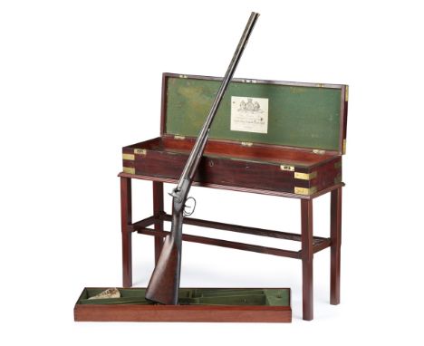DOUBLE-CASED 14 BORE DOUBLE BARREL PERCUSSION SPORTING GUN, BY JOHN MANTON AND SON, LONDON  signed on the top rib of the brow