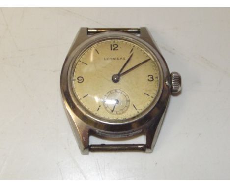 Leonidas 1930's manual wind wristwatch. Currently ticking. Time accuracy not tested. Visible scratches on the case and minor 