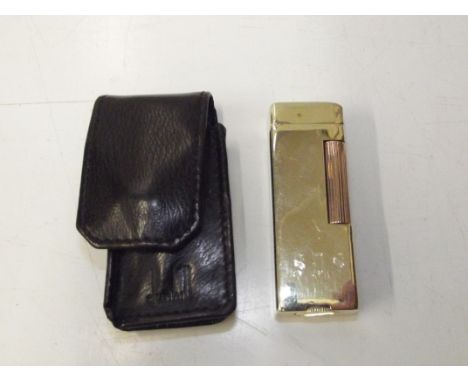 Dunhill 14ct gold cigarette lighter with case inscribed with initials S.D.S