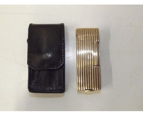 Dunhill 14ct gold cigarette lighter with case