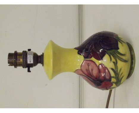 Moorcroft table lamp, baluster form and in the Anemone pattern, impressed and painted marks height 23cm