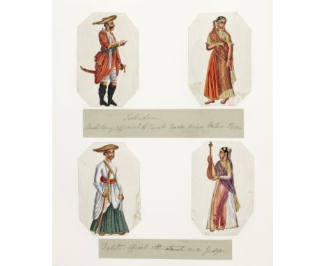 A group of 124 mica paintings of tradespeople, musicians, religious devotees, servants and other figures Company School, Sout