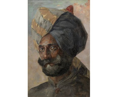 A Sikh soldier Hugo Vilfred Pedersen (Danish, 1870-1959)oil on canvas, signed Hugo v.P lower right 39.5 x 26.5 cm.Footnotes:P