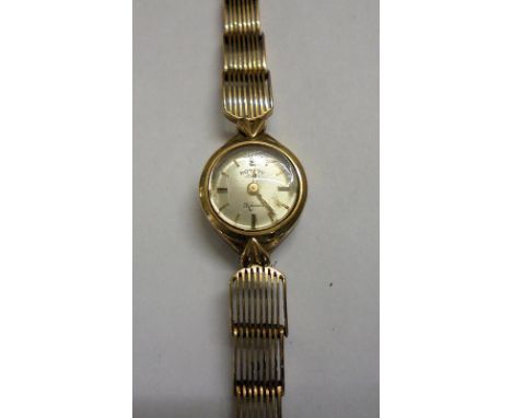 Ladies Rotary 9ct Gold Wristwatch with integral 9ct gold strap 