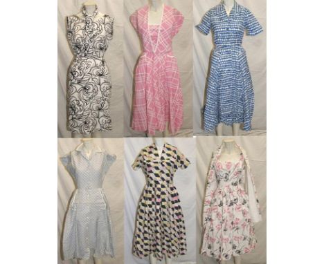 Ladies Vintage Dresses incl. Horrockses black/white dress with matching belt & scarf, Horrockses white/pink/black floral prin
