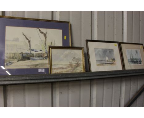 Two watercolour landscape studies depicting local scenes 'A Path At Iken' and 'Sailing Barge At Snape Quay' each by George W 