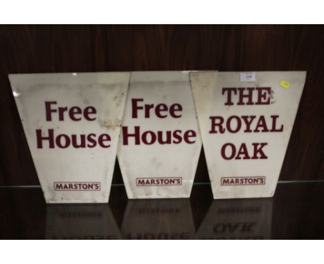 THREE VINTAGE MARSTONS THE ROYAL OAK PERSPEX ADVERTISING SIGNS