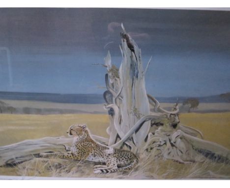 POLYANNA PICKERING (1942-2018). A signed artists proof limited edition lithograph of a cheetah  'A Moments Rest.' framed and 