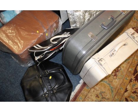 A LARGE QUANTITY OF VINTAGE CLOTHING AND ACCESSORIES, SUITCASES ETC.