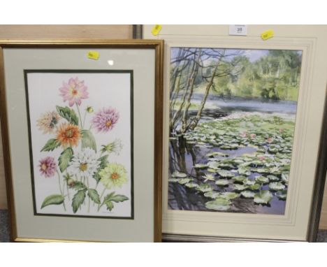 A FRAMED AND GLAZED WATERCOLOUR ENTITLED 'COW POND IN SUMMER' BY MICHAEL VICARY PICTURE SIZE - 38CM X 28CM OVERALL SIZE - 55C