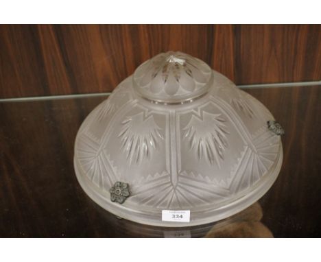 A CUT GLASS CEILING LIGHT SHADE, DIA. 35 CM