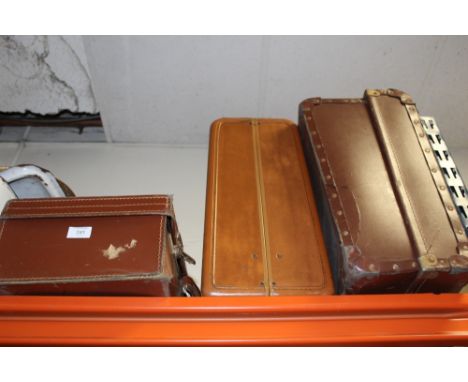 THREE VINTAGE LEATHER SUITCASES