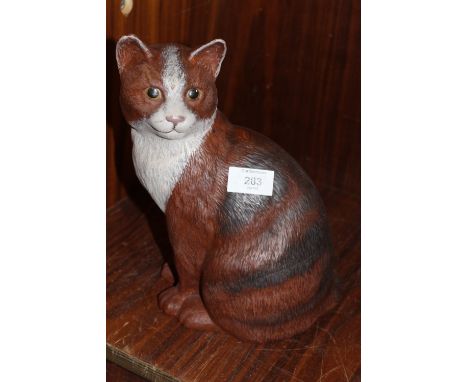 A LARGE POOLE POTTERY CAT, H 26 CM