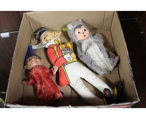 TWO VINTAGE PUPPETS, ONE NODDY, AND A VINTAGE ADVERTISING STUFFED FIGURE FOR FORCE WHEAT FLAKES