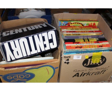 A BOX OF VINTAGE ANNUALS TOGETHER WITH A BOX OF VINTAGE BOOKS