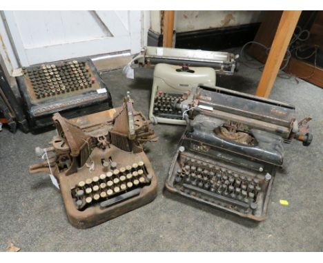 A COLLECTION OF VINTAGE TYPEWRITERS TOGETHER WITH AN ADDING MACHINE (4)