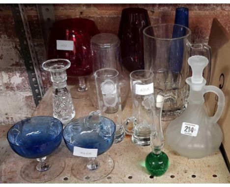 SHELF OF MISC GLASSWARE