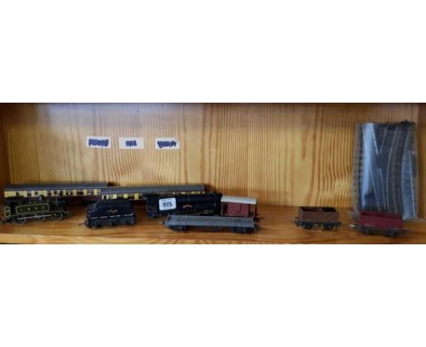 SHELF WITH SMALL QTY OF 'OO'' GAUGE & TRACK & 2 LOCO'S