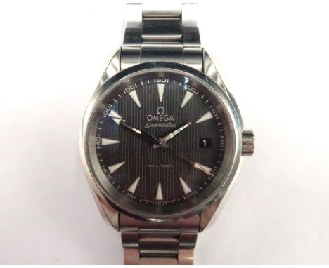 An Omega Seamaster Aqua Terra, model number 4564, signed texture teak grey dial with batons and minute track, date apterture 