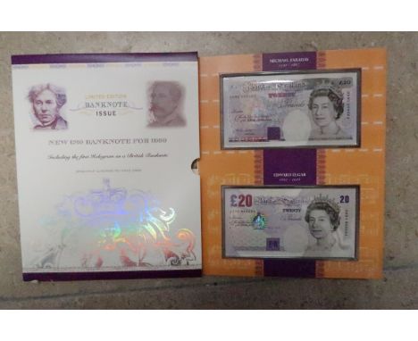 A Royal Mint, Limited Edition Banknote Pair, incorporating The New £20 banknote issued in 1999, the first hologram on a Briti