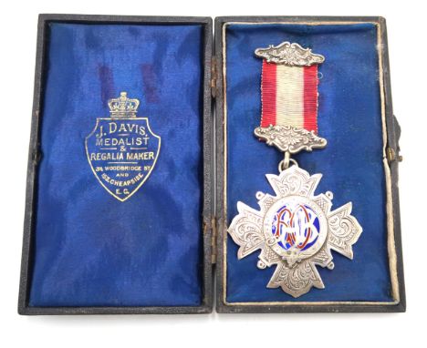 A Star of the East Lodge Silver and enamel medallion.
