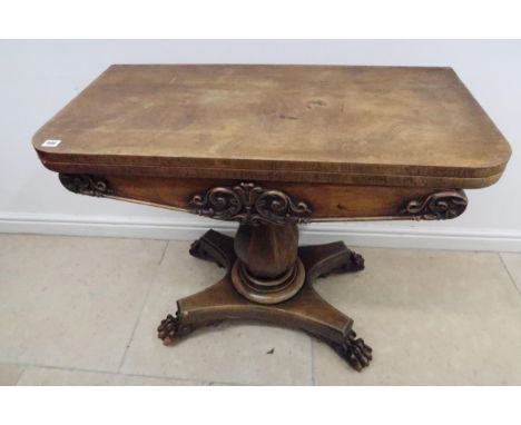 A 19th century mahogany fold over card table - Width 91cm