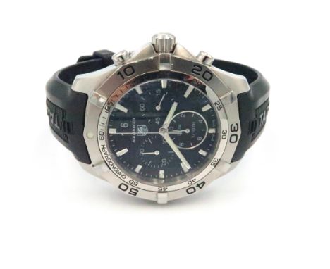 A Tag Heuer Aquaracer Grande date chronograph quartz wristwatch on a rubber strap - with box and instruction card - in good c