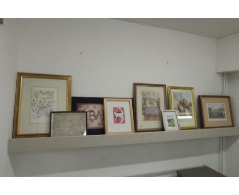 Eight pictures and prints to include a collagraph with screen print by Andy McKenzie
