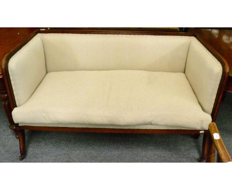 Satinwood inlaid mahogany sofa with stuffed over seat 