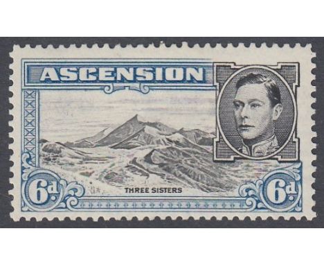 STAMPS ASCENSION 1944 6d perf 13 fine mint example with "Boulder Flaw" SG 43a Cat £325