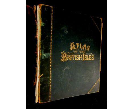 GEORGE W BACON: NEW LARGE SCALE ORDNANCE ATLAS OF THE BRITISH ISLES ..., London, 1884, 100 folding/double page maps as called