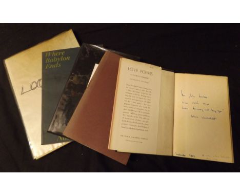 GLORIA VANDERBILT: LOVE POEMS, Cleveland and New York, 1955, 1st edition, signed and inscribed to John Fowles with a few auto