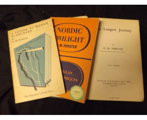 E M FORSTER: 3 titles: THE LONGEST JOURNEY, Edinburgh and London, William Blackwood & Sons, 1907, 2nd impression, John Fowles