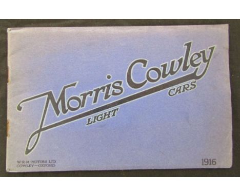 W R M MOTORS LTD: THE MORRIS-COWLEY LIGHT CAR FOR 1916, catalogue, oblong, original wraps (vgc)  