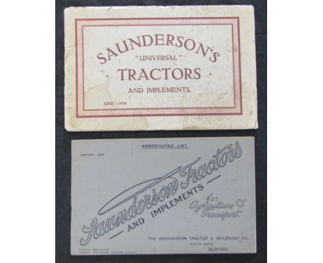 THE SAUNDERSON TRACTOR AND IMPLEMENT CO LTD: "UNIVERSAL" TRACTORS AND IMPLEMENTS, catalogue, June 1919, oblong, original wrap