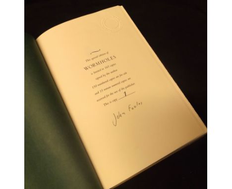 JOHN FOWLES: WORMHOLES, New York, Henry Holt, 1998, limited edition (150), this copy numbered 1 and signed, from John Fowles'