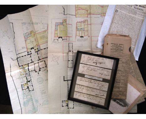 One Box: assorted ephemera, mainly East Anglia interest including hand coloured architectural plans for Theatre Royal, Norwic
