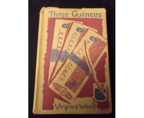 VIRGINIA WOOLF: THREE GUINEAS, London, The Hogarth Press, 1938, 1st edition, 5 plates as called for, original cloth, dust wra