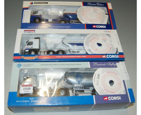 Three various boxed Corgi Hauliers of Reknown 1/50 scale road transport diecast vehicles to include Ref. Nos. CC13518 Cemex V