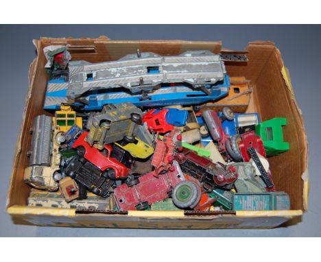 A qty of playworn diecast to inc. Dinky Bembros Matchbox and others, to inc Dinky Massey Harris tractor