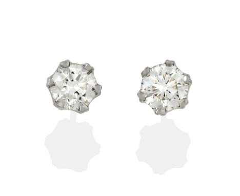 the round brilliant cut diamonds in white claw settings, total estimated diamond weight 1.20 carat approximately, with screw 