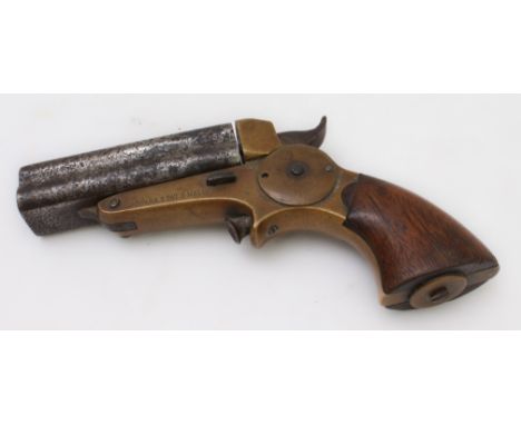 A four-barrel Starr's Patent pepperbox pistol: approx. 8 mm calibre 3" monobloc barrels, single rotating striker, button trig
