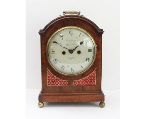 An early 19th century mahogany-cased eight-day bracket clock; the repainted cream-enamel dial signed 'I. x S. Farr, Tallow La