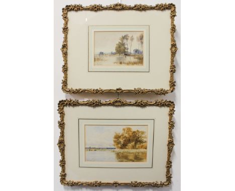 JAMES GRACE (British, 1851-1908) River landscapes with cattle wateringA pair, watercolour, signed J.E. Grace lower left (one 