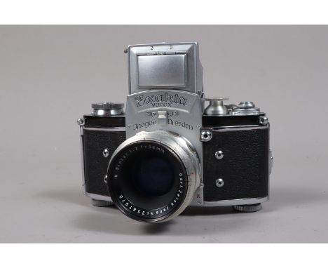 An Ihagee Exakta Varex VX SLR Camera, serial no 716308, body G-VG, waist level finder, shutter working at 1/25s and higher sp